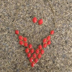 Coral necklace and earrings